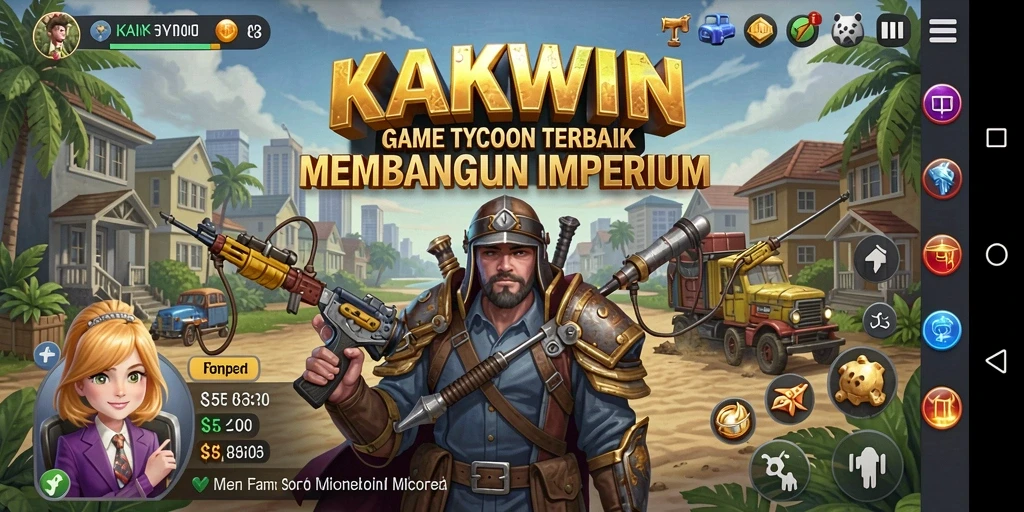 Screenshot gameplay KAKWIN menampilkan simulasi bisnis yang menarik.