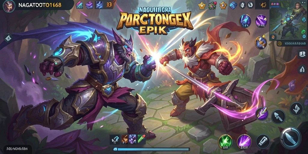Screenshot gameplay NAGATOTO168 menampilkan pertarungan seru antar tim.
