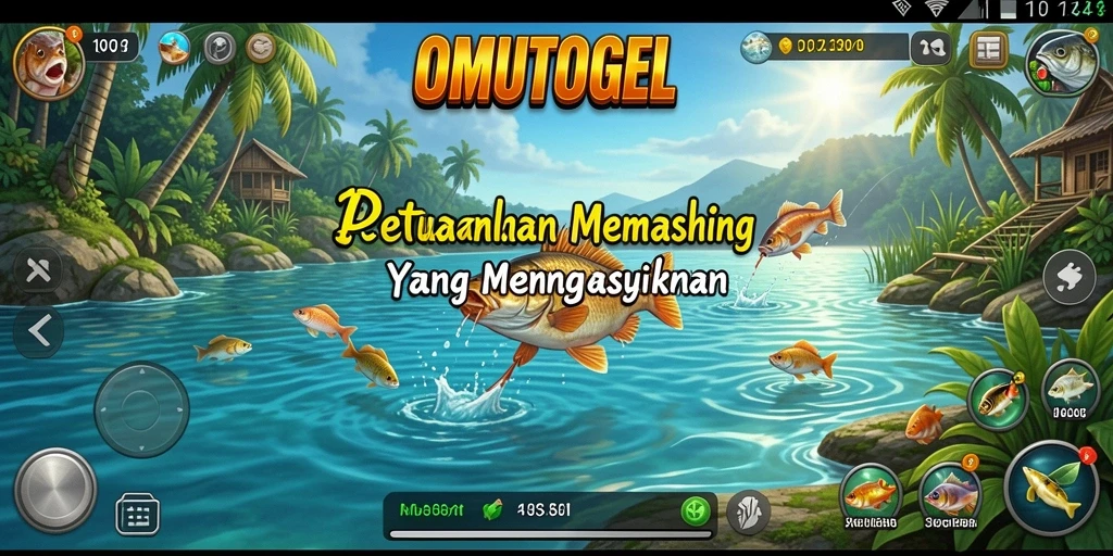 Screenshot gameplay <strong>OMUTOGEL</strong> menampilkan aksi memancing yang mendebarkan.