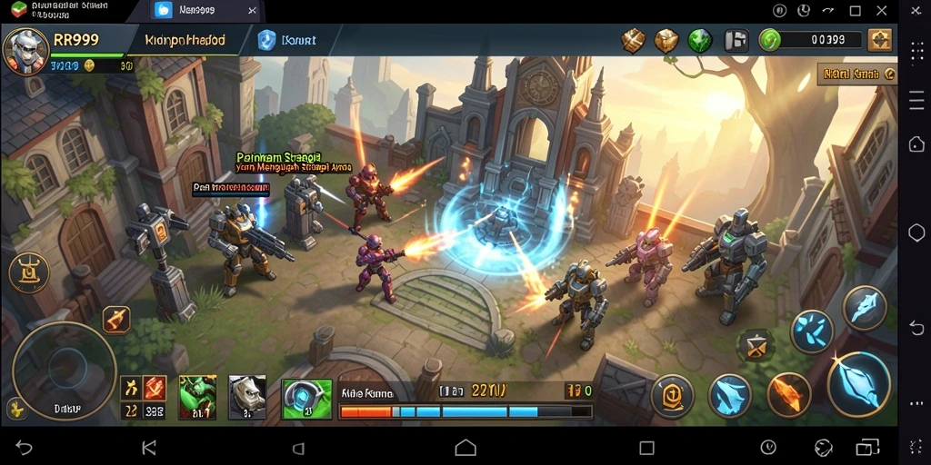 Tampilan utama gameplay RS999 menunjukkan strategi dan pertempuran yang intens.