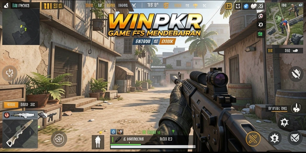 Screenshot gameplay WINPKR dengan aksi menembak yang seru.
