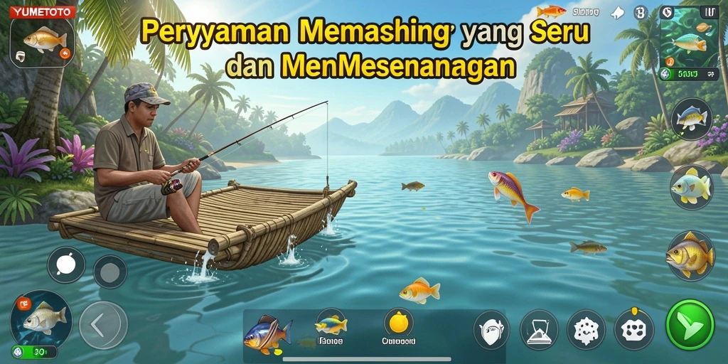 Tangkapan ikan besar dalam permainan memancing YUMETOTO.